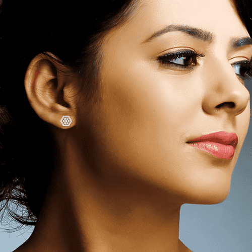 Buy Silver Geometric Diamond Studs online at best prices Kirtilals